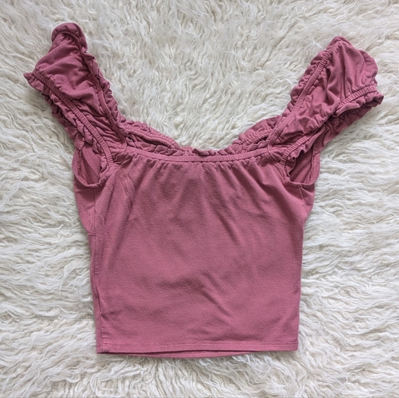 Forever 21 Pink Front-Tie Sweetheart Neck Crop Top - Picture 2 of 3